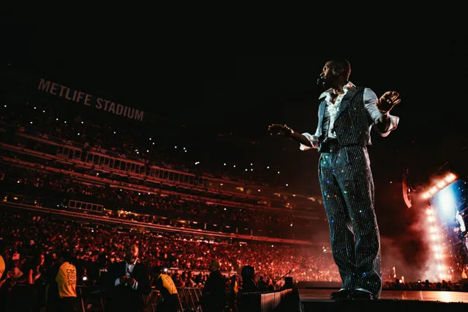 Bruno Mars performing at MetLife Stadium
